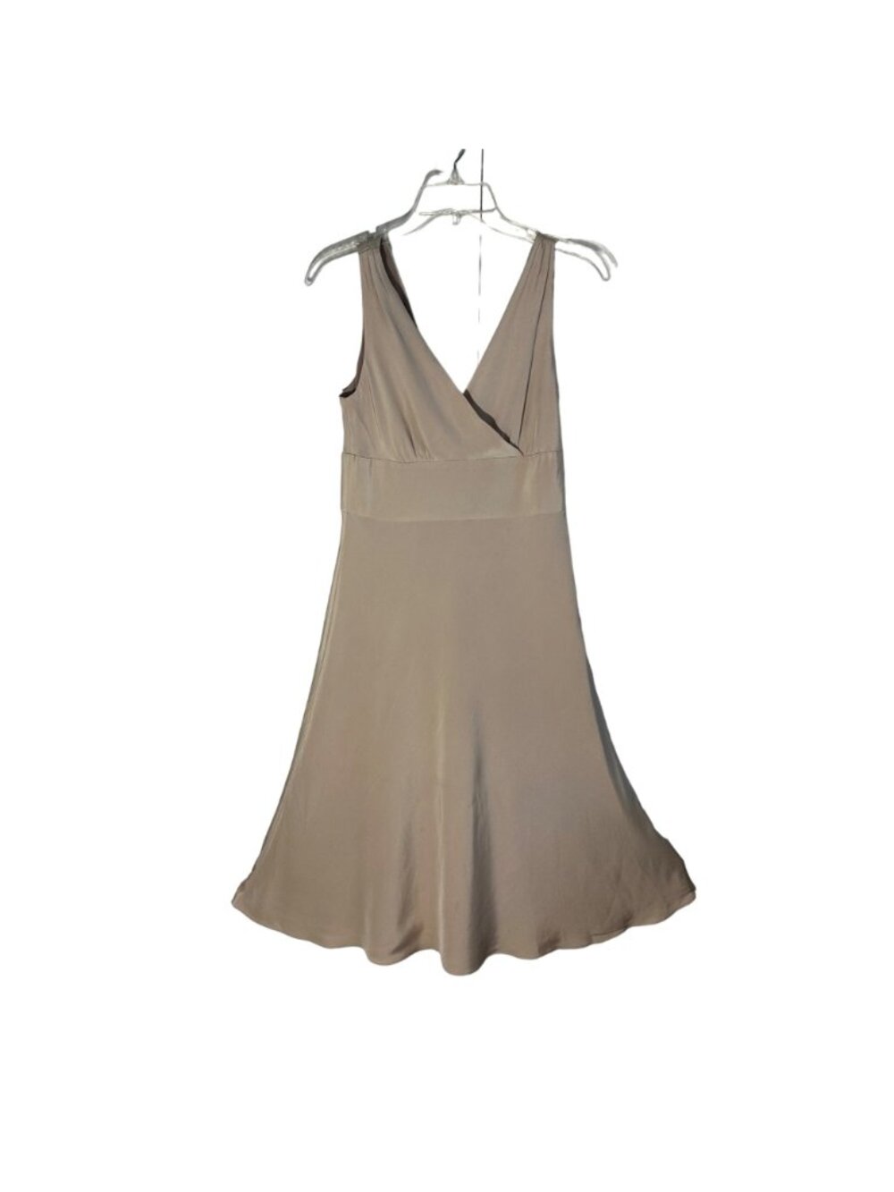 J.Crew Silk Dress Size 6 Beige V-Neck Sleeveless A-Line Fully Lined Side Zipper - Picture 2 of 9